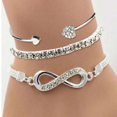 Love Open Bracelet Creative Retro Lucky 8-Infinity Character Bracelet Set