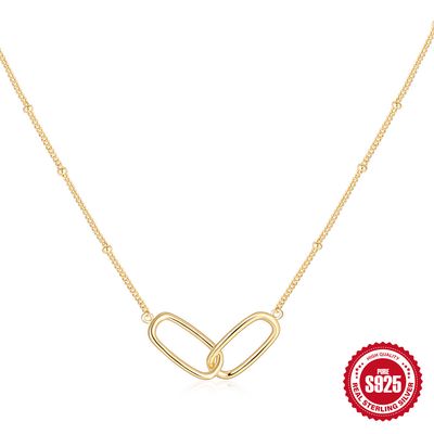 S925 Sterling Silver U-Shaped Double-Ring Simple Atmospheric Necklace