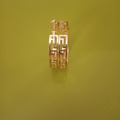 Nepalese Style Embossed Large Hoop  Golden Earrings