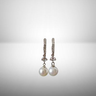 Glamorous Cubic Zirconia &amp; Faux Pearl Drop Earrings