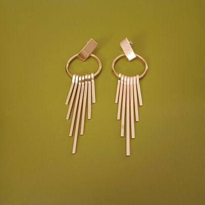 Creative Golden Metal Tassel Drop Earrings