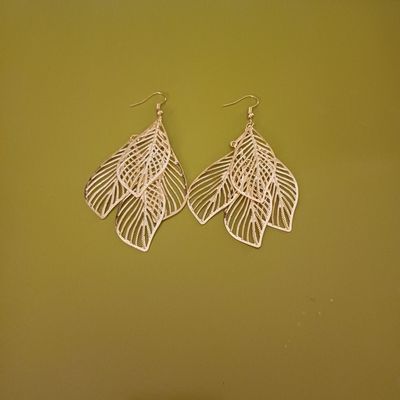 Golden Metal Leaf Design Earrings