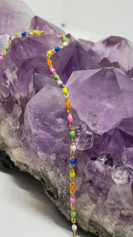 Gold Filled Enameled Multi Color Bead Chain 1.75mm