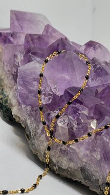 Gold Filled Enameled Black Bead Chain 1.75mm