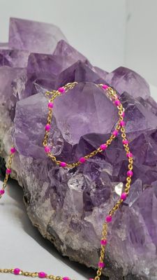 Gold Filled Enameled Matte Pink Bead Chain 1.75mm