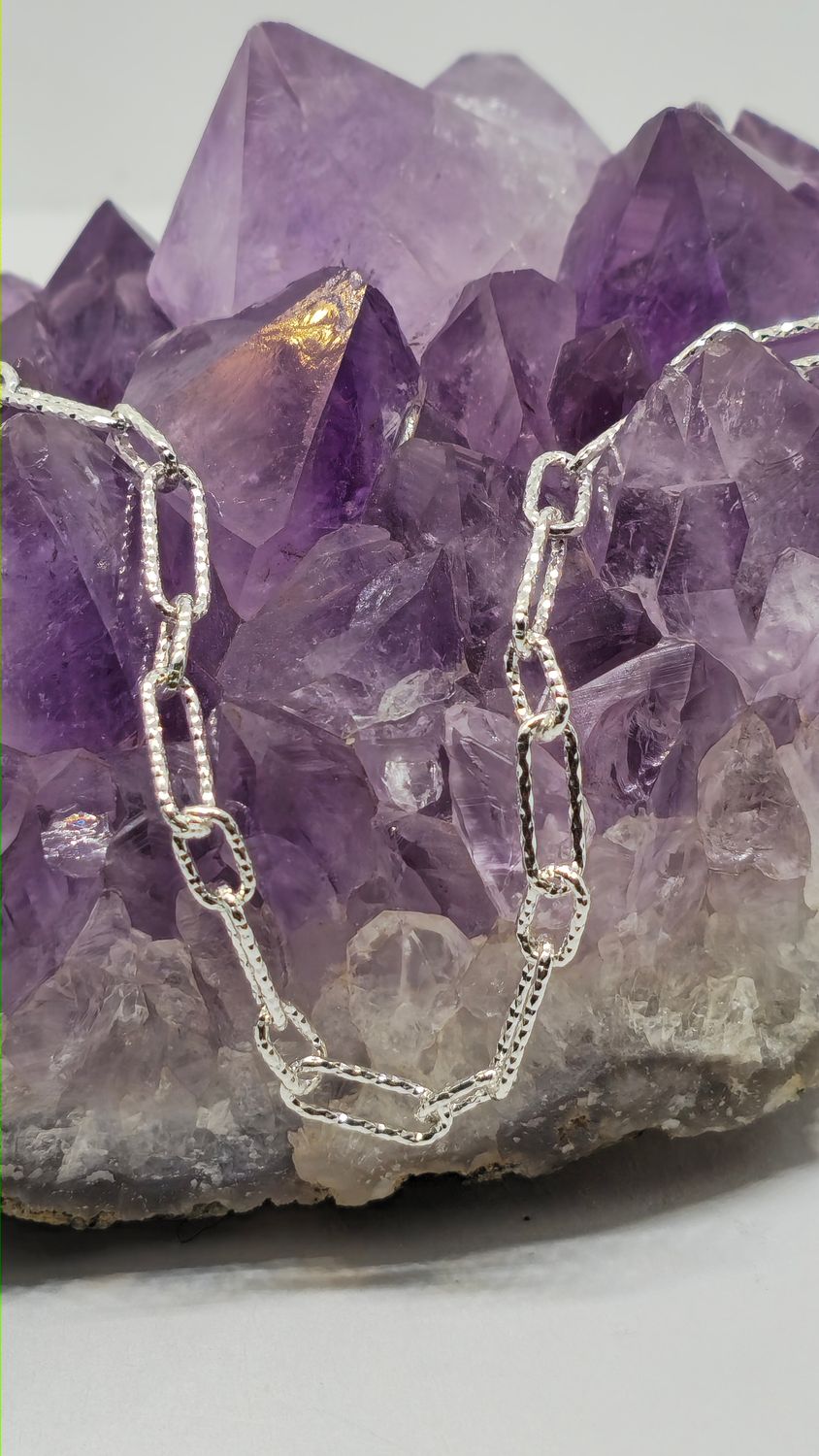 Sterling Silver D/C Paper Clip Chain 11mm + PJAW01