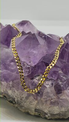 14K Yellow Gold Concave Cuban Link Chain 3mm 10&quot;