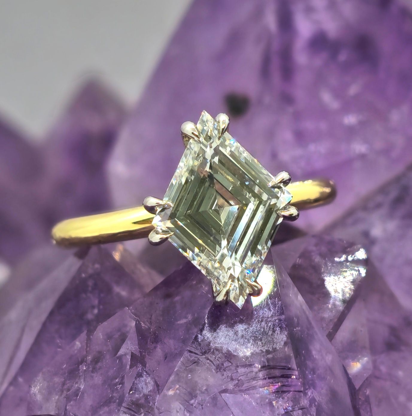 18K Yellow Gold/Platinum Lozenge Kite Diamond Engagement Ring