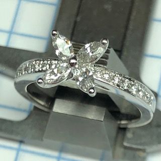 Marquise Diamond Clover Ring in Platinum