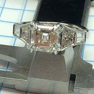 Asscher Cut Diamond Engagement Ring in Platinum