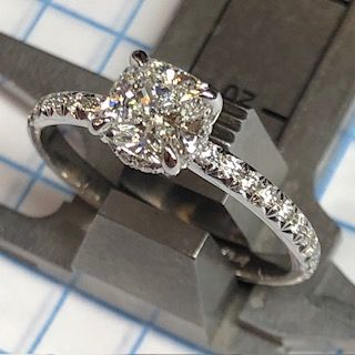 Cushion Cut Diamond Engagement Ring in Platinum