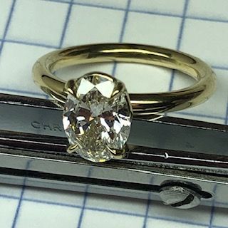 Oval Lab Diamond Solitaire Engagement Ring in 18K Yellow Gold