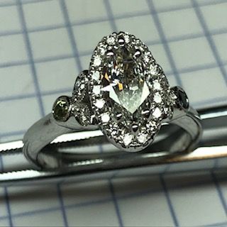 Moval Cut Diamond Engagement Ring in 14K White Gold