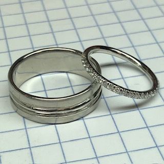 Wedding Band Set in 14K White Gold