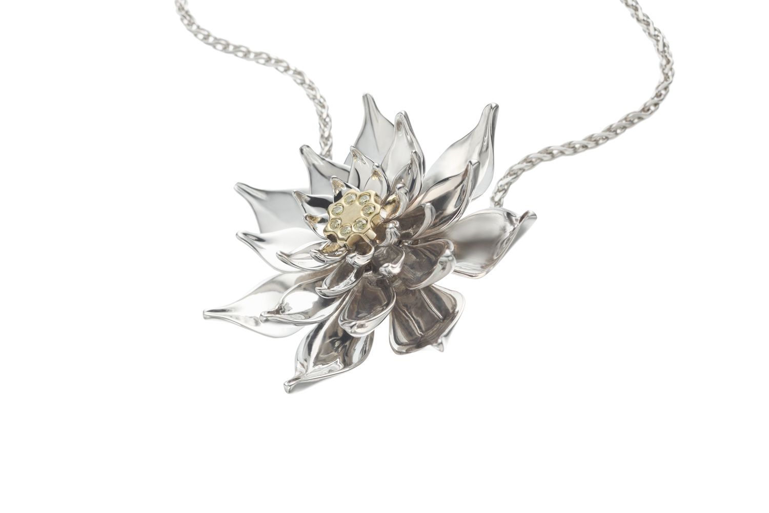 18KTT Lotus Flower Necklace