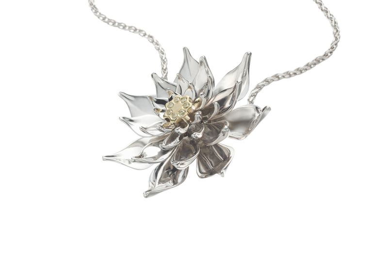 18KTT Lotus Flower Necklace