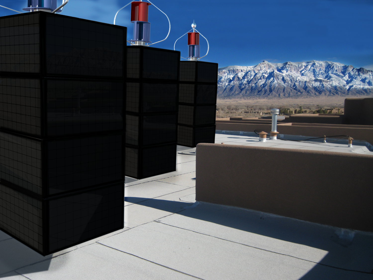 myPowerTower.org by cleantech-shop.org on the roof of a building with silver solarpannels