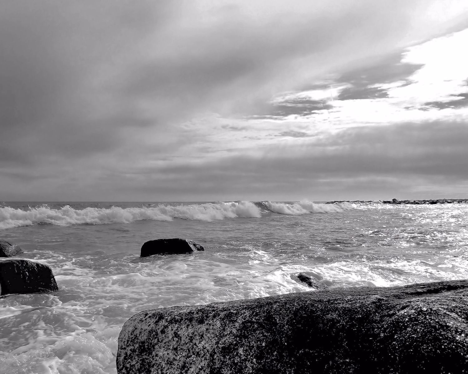 Passing Storm, 16 x 20 Black and White semi glossy paper Framed, White Frame