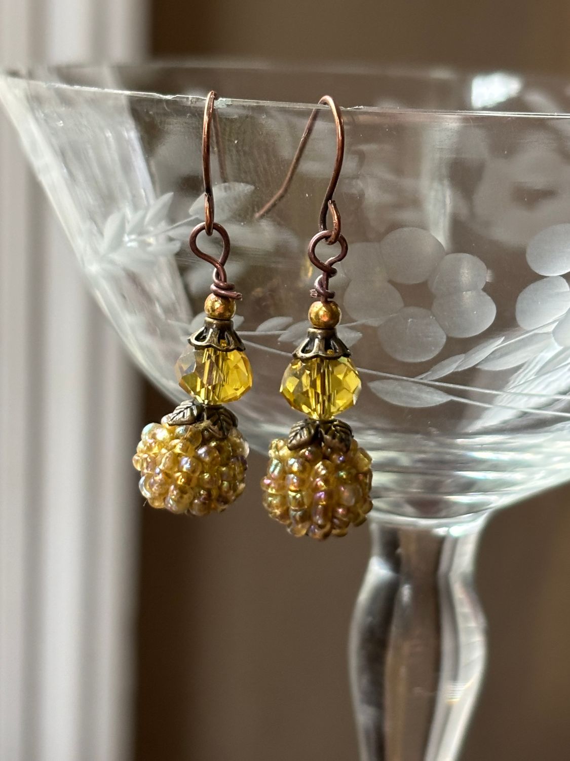Gold Beaded Bead Earrings