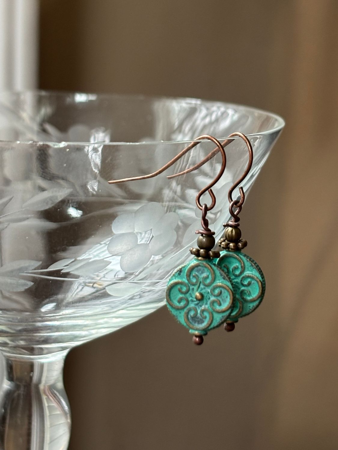 Quatrefoil Verdi Gris Earrings