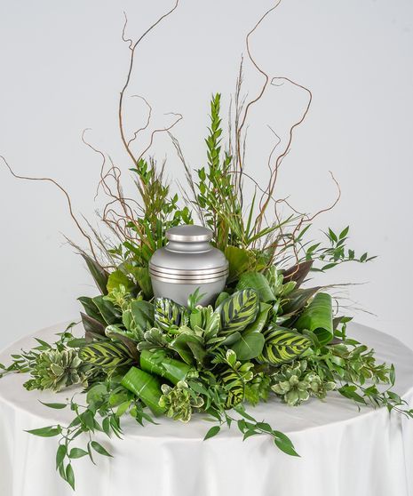 Masculine All Greens Urn Arrangement