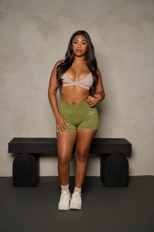 Army Green V-Waist Shorts