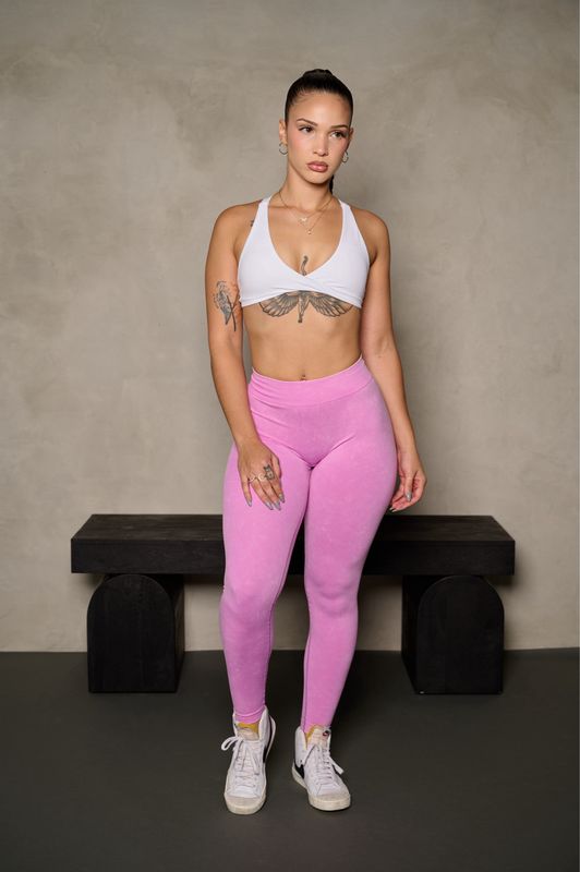 PINK ACID WASH V-BACK SCRUNCH BUTT LEGGINGS