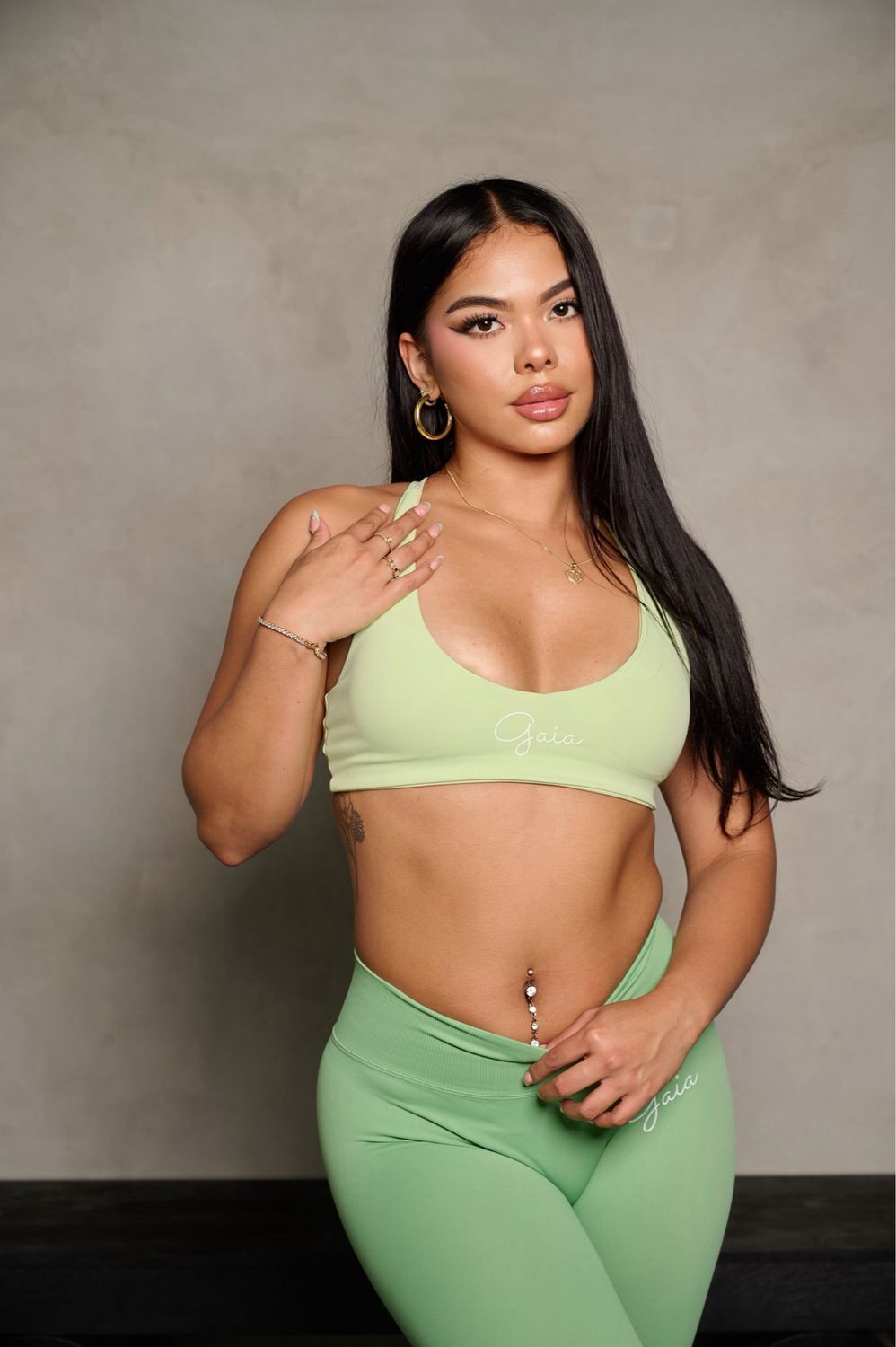 GREEN APPLE HALTER OPEN BACK SPORTS BRA
