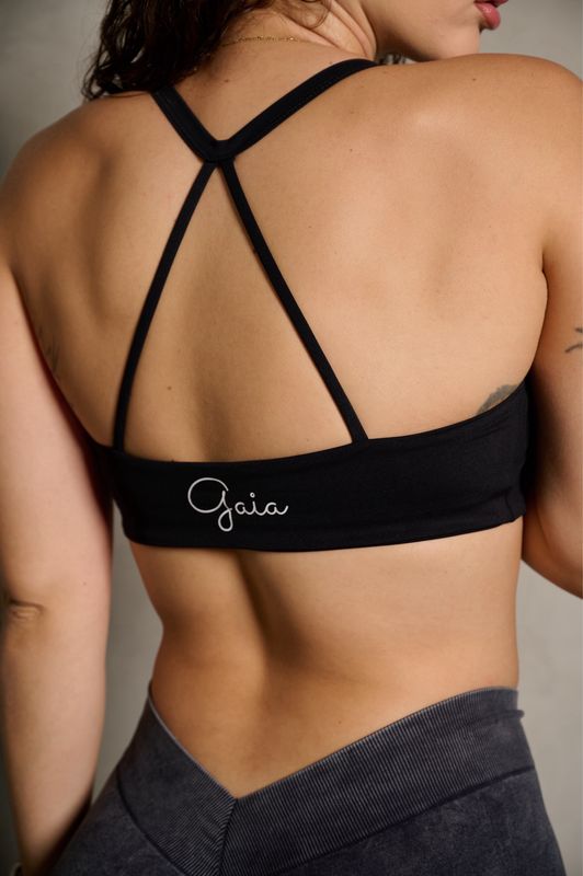 BLACK HALTER OPEN BACK SPORTS BRA