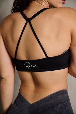 BLACK HALTER OPEN BACK SPORTS BRA