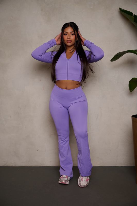 LILAC CROPPED JACKET AND FLARE PANT SET