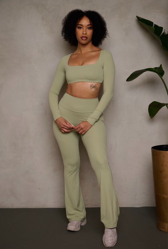 MATCHA LONG SLEEVE AND FLARE PANT SET