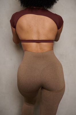 BROWN OPEN BACK CROP TOP