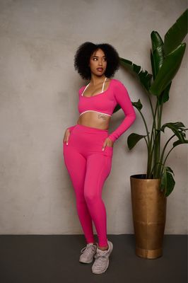ROSE PINK TWO-TONE TOP AND LEGGING SET