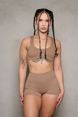 Mocha Scrunch Butt Pocket Shorts