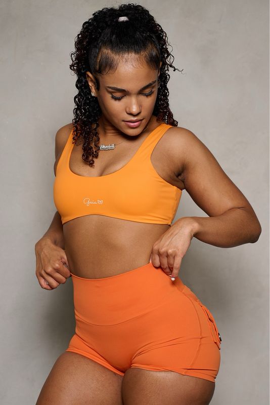 Orange Scrunch Butt Pocket Shorts
