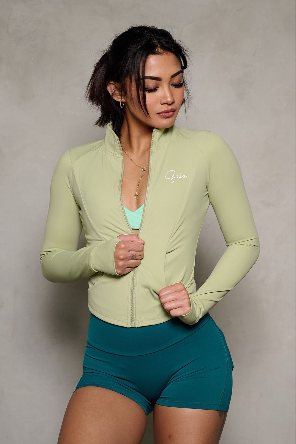 Light Green Gaia Zipper Jacket