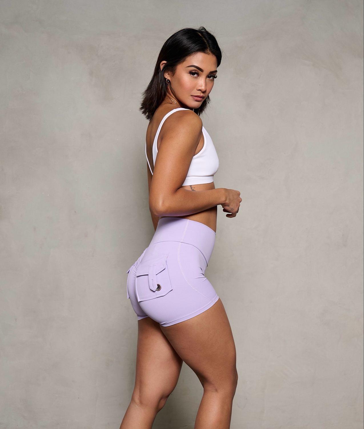 Lilac Scrunch Butt Pocket Shorts