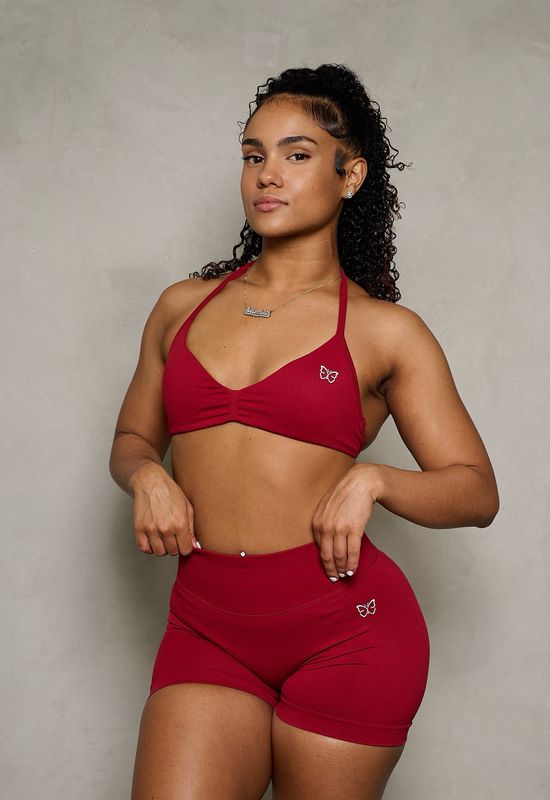 Wine Red Bra &amp; Sculpting Short Set