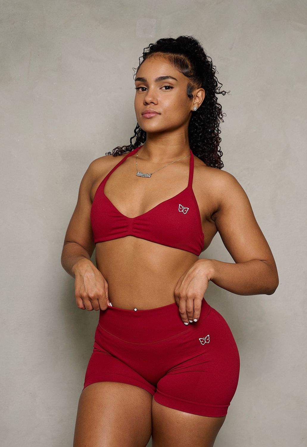 Wine Red Bra &amp; Sculpting Short Set