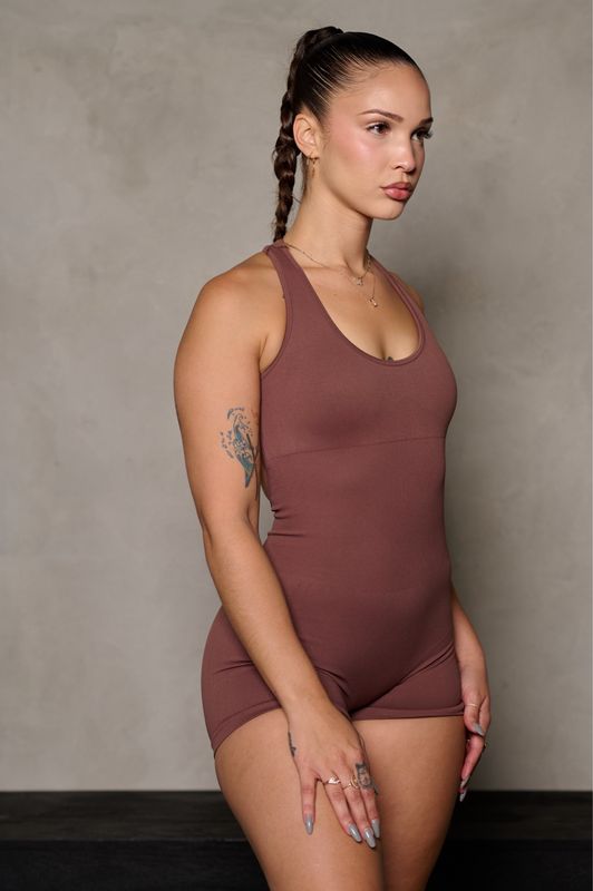 Brown Form Fitting Romper
