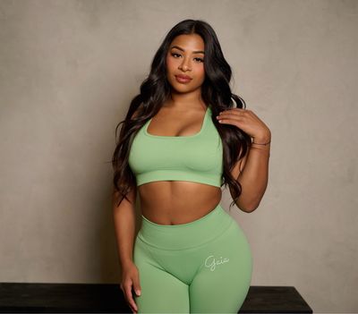 Avocado Green Open Back Sports Bra