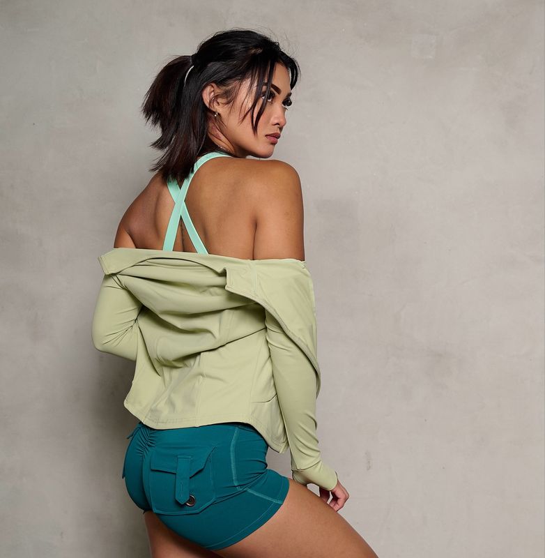 NEON GREEN FRONT TWIST/ CROSS BACK SPORTS BRA