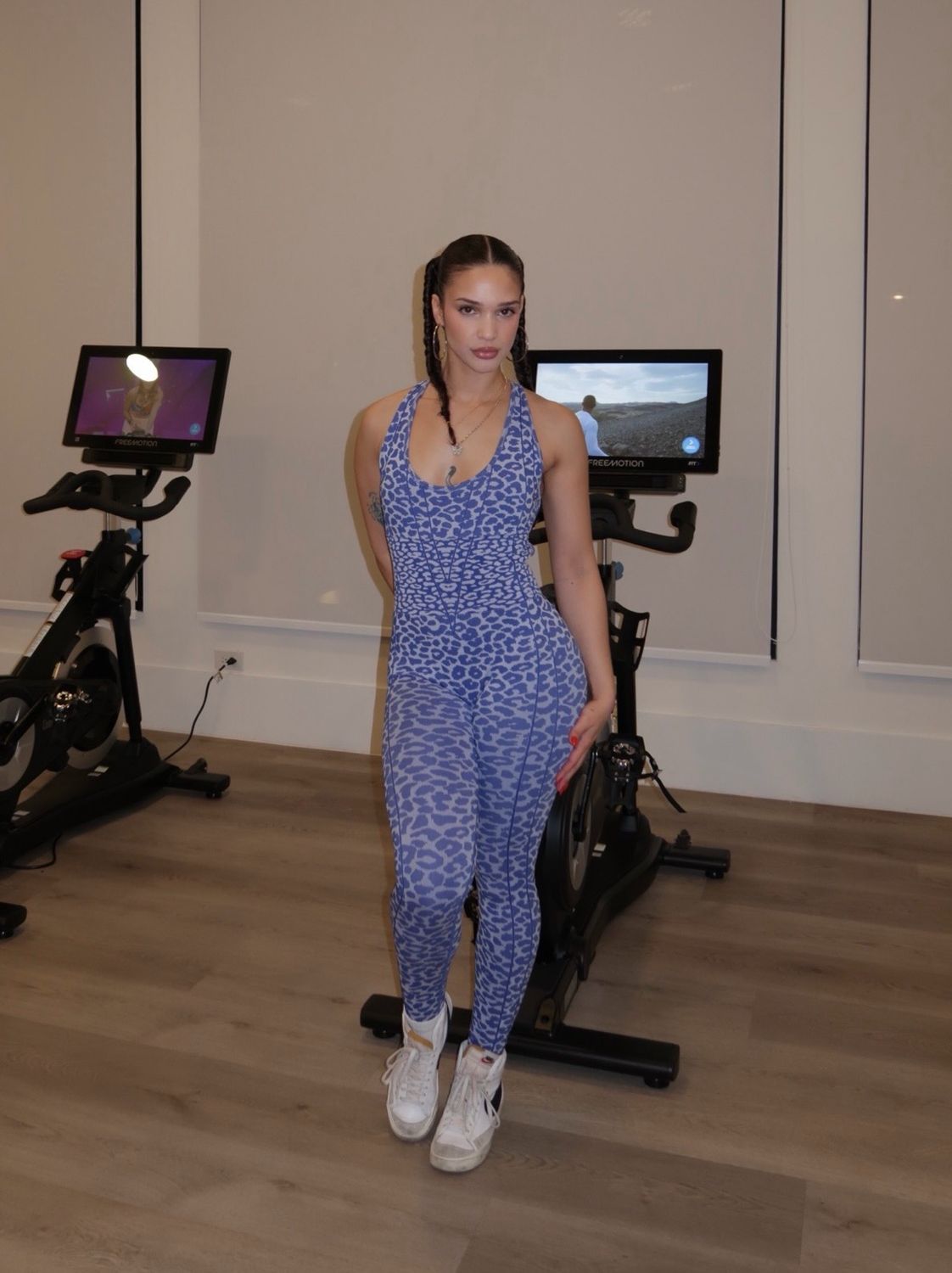 Violet Blue Leopard Open-Back Sculpt Jumpsuit