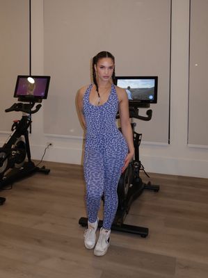 Violet Blue Leopard Open-Back Sculpt Jumpsuit