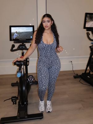 Navy Leopard Open-Back Sculpt Jumpsuit