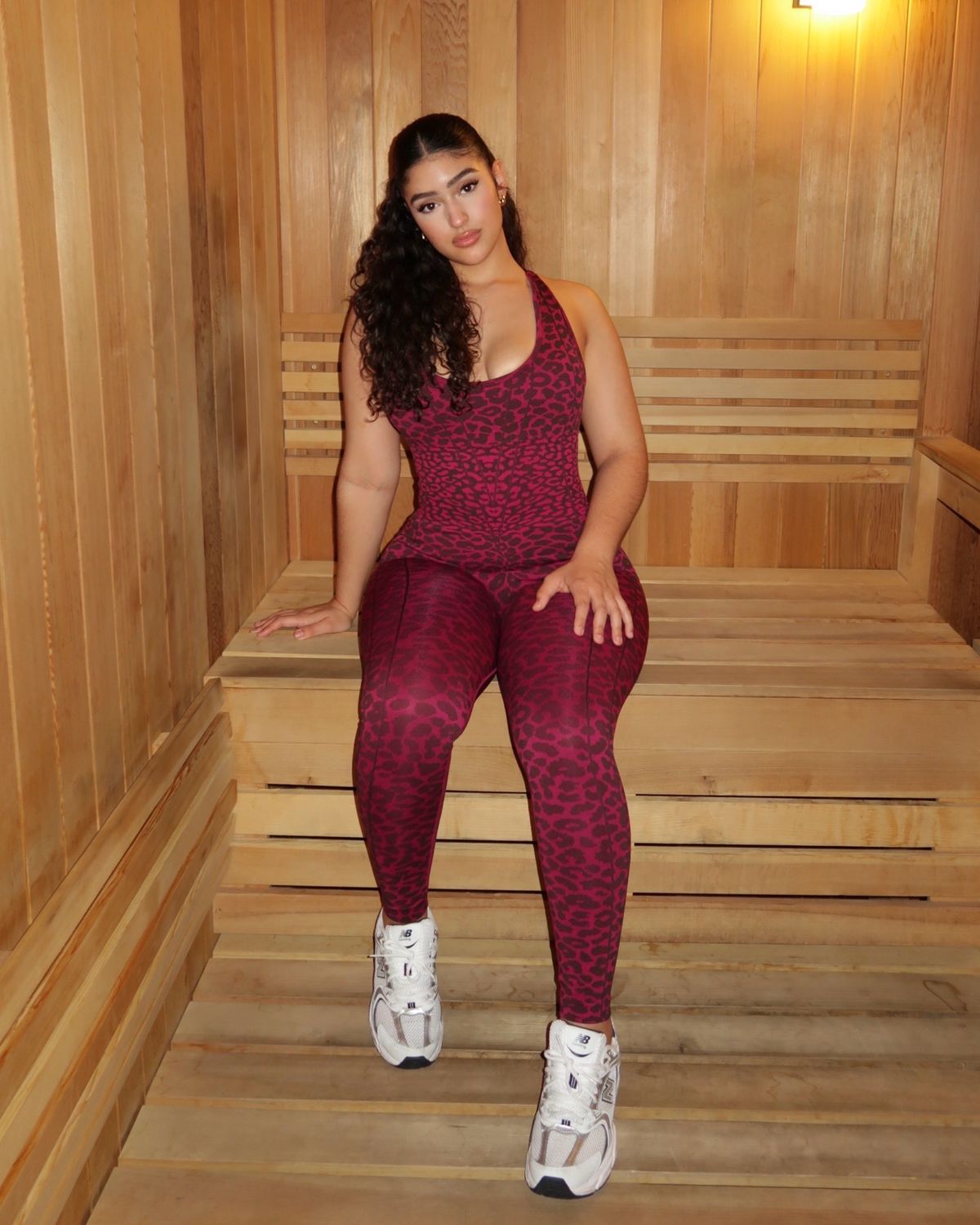 Velvet Merlot Leopard Open-Back Sculpt Jumpsuit