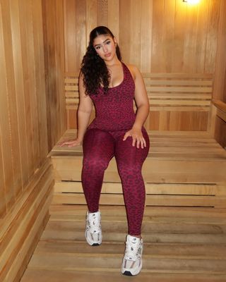 Velvet Merlot Leopard Open-Back Sculpt Jumpsuit