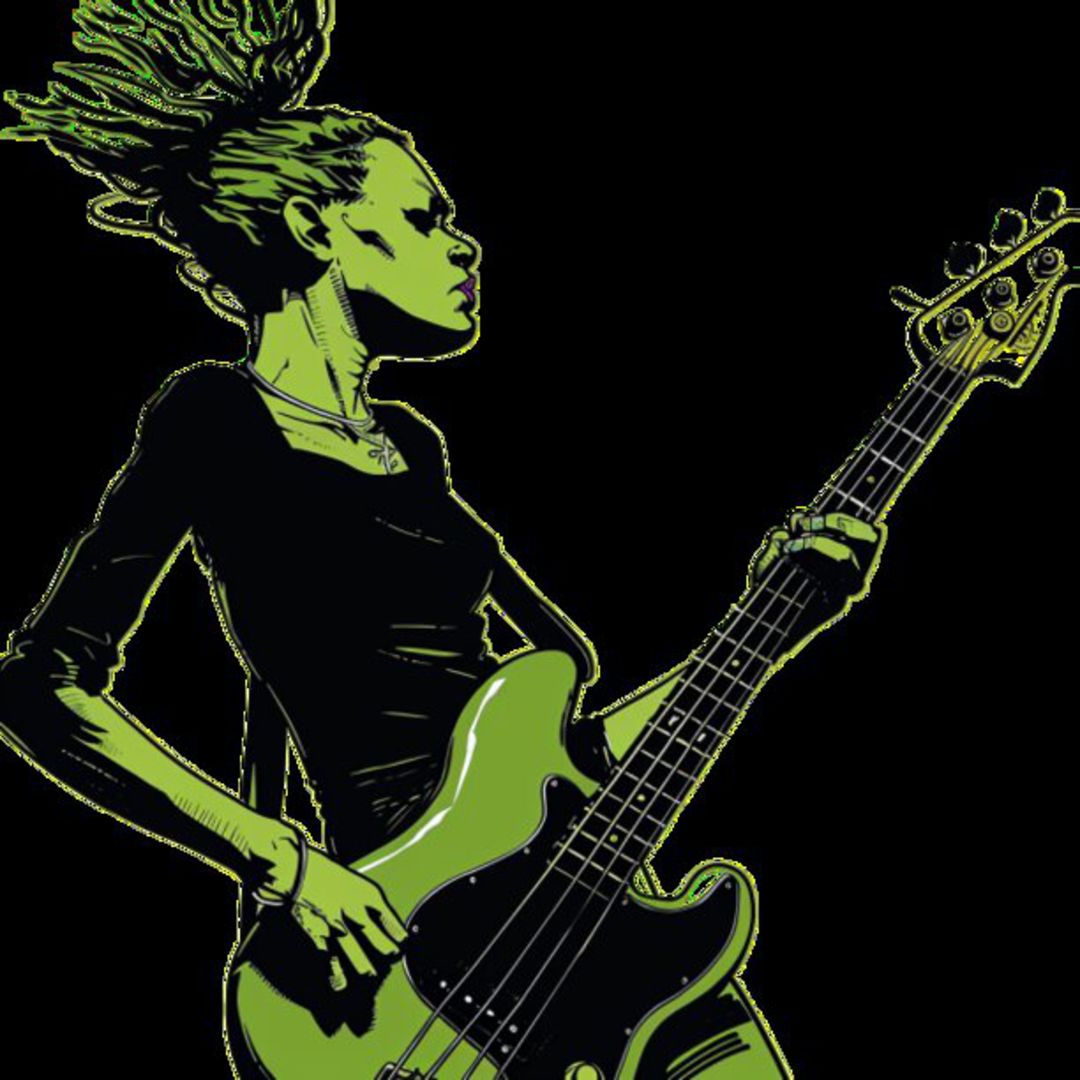 Female Bass Player in Green 22
