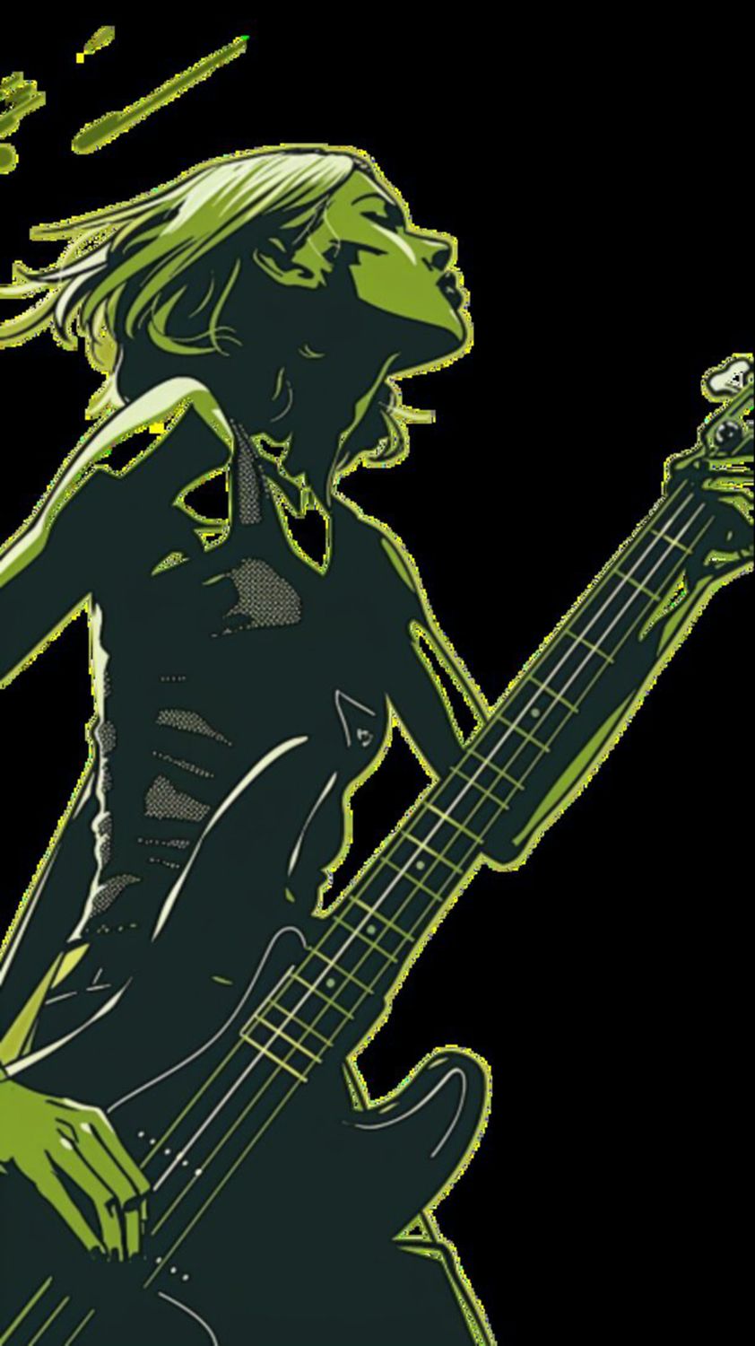 Female Bass Player in Green 15